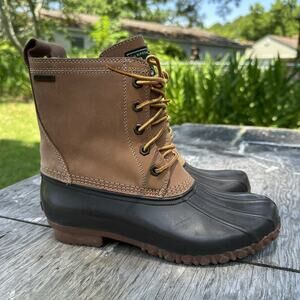 Bass Women’s Black Brown Tan Marine Lace Up Duck Boots Size 7 - 935